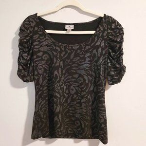Black and Grey Blouse : Worthington Stretch | Medium